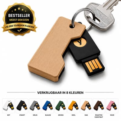 Beschermhoes Geschikt voor YubiKey USB Security Key – Flip Cover Sleutelhanger Case – Compacte Beveiligingssleutel Houder – Krasbestendige Cover – Oak