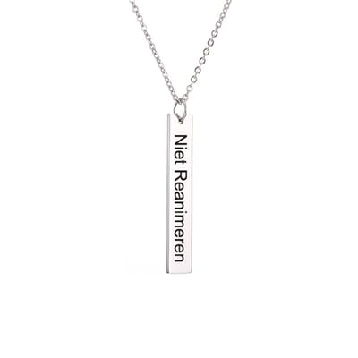 Gegraveerde Niet Reanimeren Ketting - Niet Reanimeren Penning - Do Not Resuscitate - Gegraveerd - Bar - Plaatje - Roestvrij Staal - RVS - Verstelbaar - Zilverkleurig