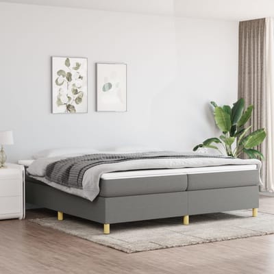 vidaXL - Boxspring - bed - stof - donkergrijs - 200x200 - cm