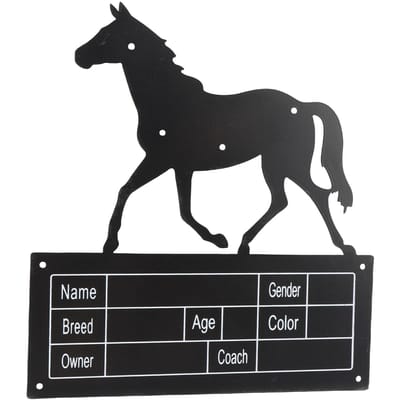 Metalen Paardenstalbord Elegant Invulbaar Paardenstal Naambord met Montagegaten Staldecoratie black