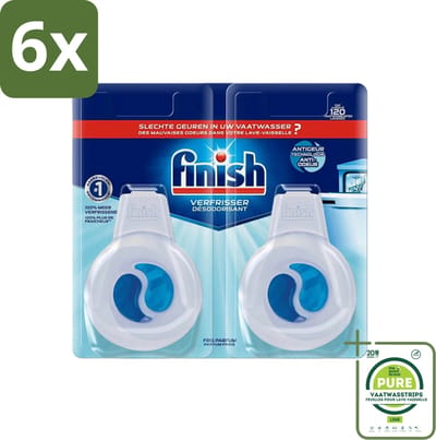 Finish Deo Odorstop - Vaatwasverfrisser - Fris Parfum - Anti-geur - Tot 120 Afwasbeurten - Voordeelverpakking - 6 stuks - Vaatwasser geur - Vaatwasser verfrisser