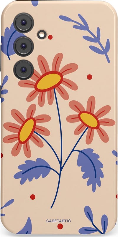Casetastic hoesje geschikt voor Samsung Galaxy A35 - Dubbellaagse bescherming - Perzikbloem trio - Fashion Case - Lavendel Perzik Zand