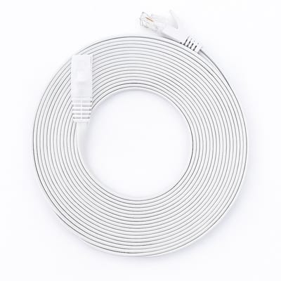 Internetkabel - 5 meter - CAT6 - Ultra dunne Flat Ethernet kabel - Netwerkkabel (1000Mbps) - Wit - UTP kabel - RJ45 - UTP kabel
