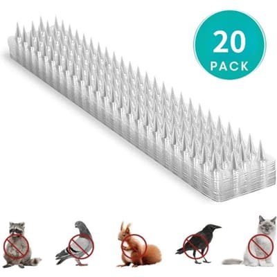 Lot de 10 ou 20 pics répulsifs en plastique pour chats, anti-oiseaux, anti-pigeons, anti-oiseaux, anti-écureuils, pour clôtures de jardin, transparents