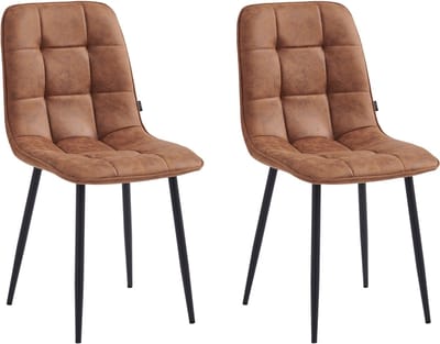 Colenis - Ela Eetkamerstoel - Set Van 2 - Cognac - Microvezel - Design