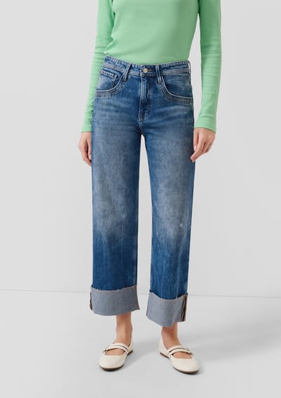 Jeans wijd been kort regular fit met een omgeslagen zoom dames s.Oliver Suri