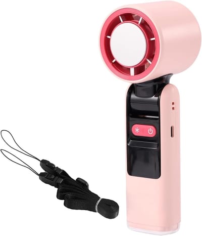 Draagbare Handventilator - Mini Ventilator Koeler - Persoonlijke Koeling - IJskoeling Functie - 18 cm - Roze
