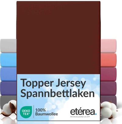 etérea Topper Jersey Hoeslaken 140x200 - 160x200 cm Oekotex Made in Green - 100% katoen - Blauw
