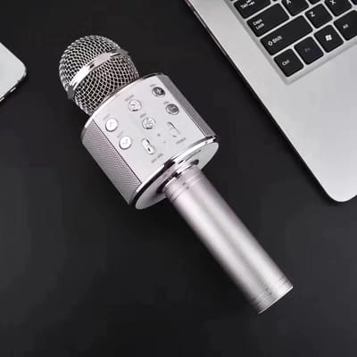 Wireless Microfoon/Bluetooth verbinding microfoon/HIFI Speaker Handheld KTV WS-858 kleur Zilver