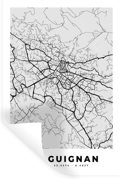 Muurstickers - Sticker Folie - Plattegrond – Draguignan – Stadskaart – Kaart – Frankrijk - 20x30 cm - Plakfolie - Muurstickers Kinderkamer - Zelfklevend Behang - Zelfklevend behangpapier - Stickerfolie