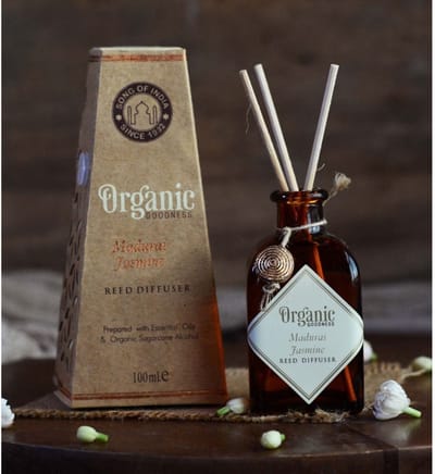 Song of India - Geurstokjes Diffuser Madurai Jasmine (in amberkleurig glas, 100 ml) Song of India
