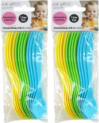 Haushaltshelden babyvoeding lepels - kunststof - 14 cm - 24x - kinderen - diverse kleuren
