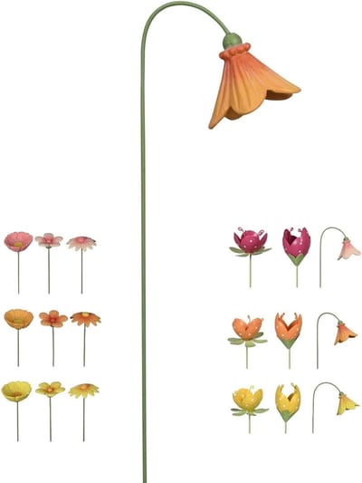Tuinsteker Bloem - Decoratieve Stekker - Tuin Aankleding - Handgemaakt Uniek - 32-36 cm - Warme Kleuren