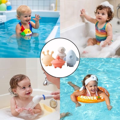 Babyspeelgoed set - Badspeelgoed - Stimuleert Zintuigen - Zacht Siliconen Materiaal - 4 Delig - Kleurrijk