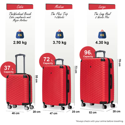 Uitbreidbare rode harde ABS 8-wiel bagage reiskoffer handbagage vakantie koffer