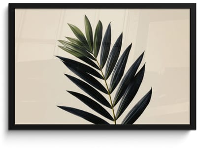 Poster in lijst - Fotolijst 60x40 cm - Posters - Palmblad - Donkere bladen - Subtiel - Posterlijst zwart - Decoratie - Wanddecoratie woonkamer - Muurdecoratie slaapkamer