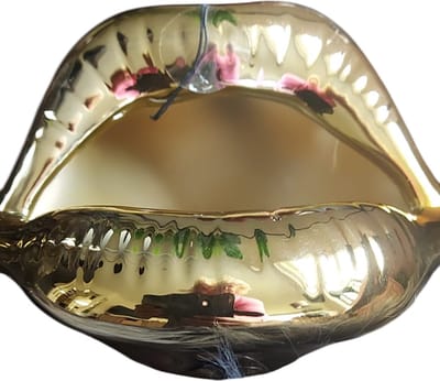 Lippen potje goud, Housevitamin Shut up and kiss me potje-12,5x11x7,5cm, Lippen, Asbak, Bewaarpotje