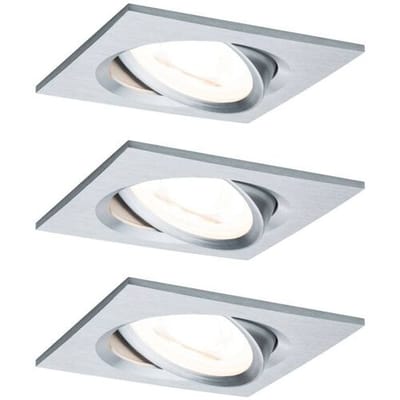 LED-inbouwlamp Nova Coin Set van 3 zwenkbaar hoekig 84x84 mm 50° Coin 3x6W 3x470lm 230V 2700K Alu gedraaid