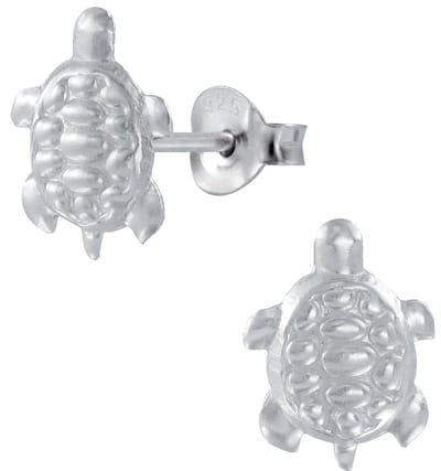 Joy|S - Zilveren schildpad oorbellen 8 x 10 mm