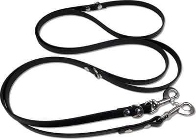 Miqdi - verstelbare, handsfree hondenriem van BioThane®- 3 meter lang - zwart - M - voor middelmaat hond