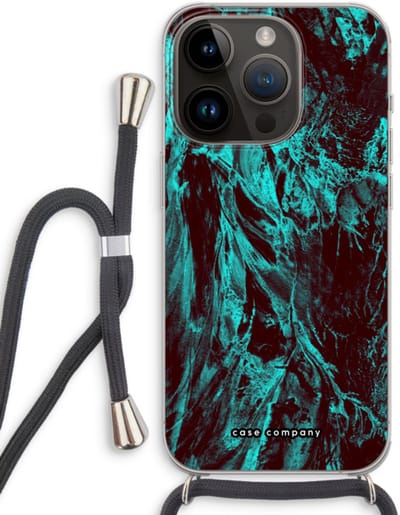 Case Company® - Hoesje met koord geschikt voor iPhone 14 Pro hoesje met Koord - Ice Age - Telefoonhoesje met Zwart Koord - Bescherming aan alle Kanten en Over de Schermrand
