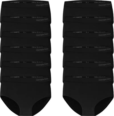 Gianvaglia 12-pak naadloze slips dames - Seamless onderbroek - Multipack ondergoed - Zwart / S/L