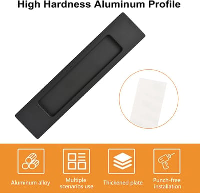 Dailygoods- Schuifdeurtrekken 18 CM - Zwarte Aluminiumlegering - Verzonken Handvat - 2 Stuks - Modern Design - Comfortabele Aanraking - Deurgrepen