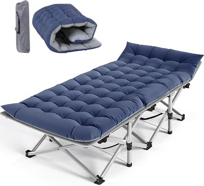 Kampeerbed - Vouwbed Buiten - Reizen en Kamperen - Robuust Stalen Frame - 190 x 70 cm - Navy