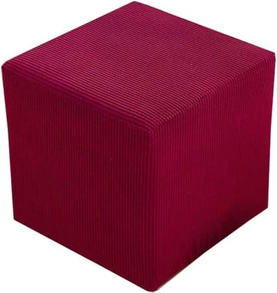Voetenbank Hoes - Poef Overtrek - Meubels Beschermen - Zacht Stretch Materiaal - 2 Stuks 33x33cm - Rood