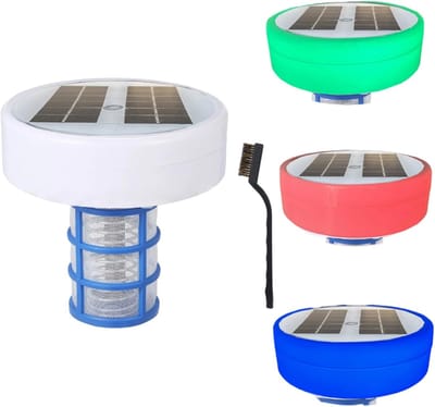 Op zonne-energie werkende ionengenerator voor zwembaden - inclusief testpapier en borstel - ideaal voor het verlagen van chloorgehaltes en het zuiveren van water - op zonne-energie werkende koperionensterilisator voor zwembaden.