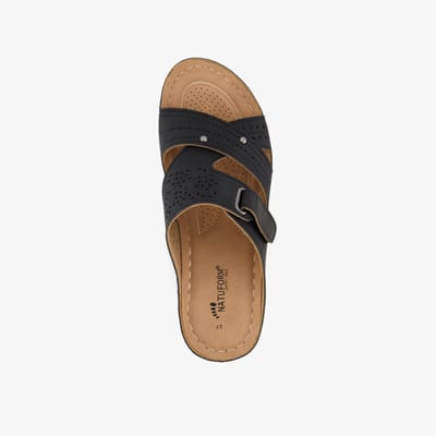 Natuform damaes slippers zwart - Maat 36 - Uitneembare zool