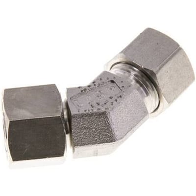 12L RVS 45gr L-stuk Snijringkoppeling Draaidoorvoer 315bar FKM O-ring en Afdichtconus Verstelbaar ISO 8434-1