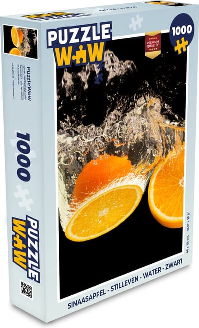 Puzzel Sinaasappel - Stilleven - Water - Zwart - Fruit - Legpuzzel - Puzzel 1000 stukjes volwassenen