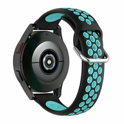 By Qubix - Siliconen sportbandje met gesp - Zwart + blauw - geschikt voor Huawei Watch 5 - 46mm