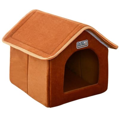 Huisdierenhuis Opvouwbaar Bed Met Mat Zacht Winter Luipaard Hond Puppy Bank Kussen Huis Kennel Nest Hond Kat Bed Voor Kleine Middelgrote Honden 61cmx47cmx45cm