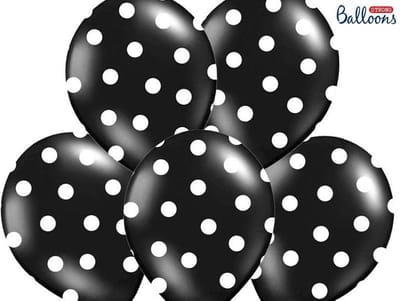 Partydeco - Ballonnen Zwart dots wit 6 stuks