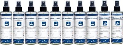 Handalcohol spray 70% - 250 ml met luxe zwarte verstuiver dop - set van 10 stuks
