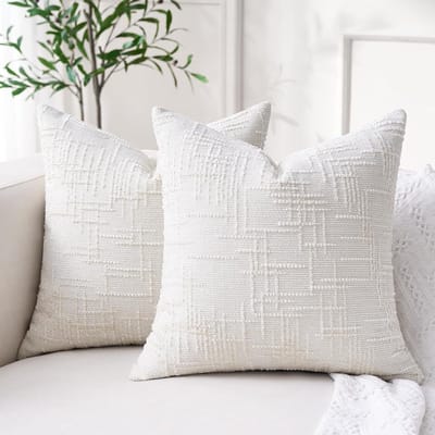 Famanu – Boho corduroy ribfluweel kussensloop (40x40 cm) – pluizig hygge design – cozy bankkussenhoes – beige