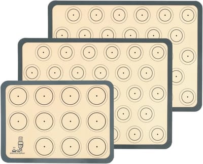 Siliconen Bakmat Set van 3 voor Macarons, Brood en Pizza - Antikleef Bakmat 42 x 30 cm, Perfect voor Bakken en Koken