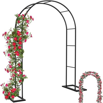 Tuinboog - Decoratieve boog - Tuindecoratie - Roestbestendig frame - 120x220 cm - Zwart