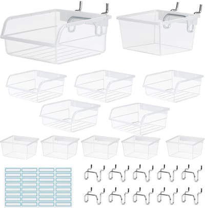 Dailygoods- Gereedschapswanddoos 12x - Gatenwand/Organizer - Insteekbord/Accessoires - Transparant - Zelfklevend/Etiketten - Eenvoudig schoon te maken - Wandorganizer