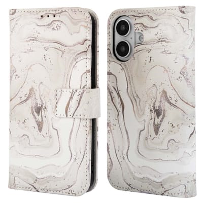 imoshion Hoesje - Geschikt voor Apple iPhone 16 - Design Bookcase smartphone - Sandy Marble