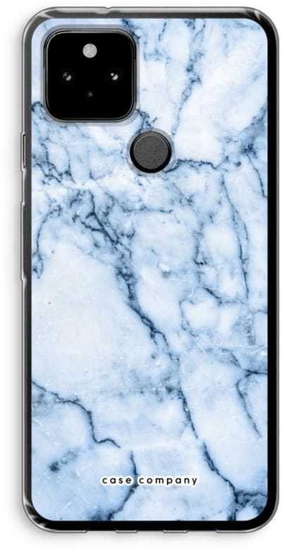 Case Company® - Hoesje geschikt voor Google Pixel 5 hoesje - Blauw marmer - Soft Cover Telefoonhoesje - Bescherming aan alle Kanten en Schermrand