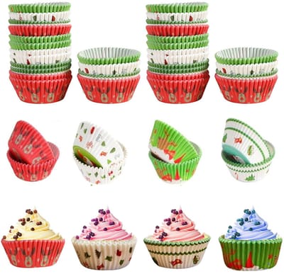 Dailygoods- Muffinvormpjes Papier 200 Stuks - Mini Muffinvormpjes - Kerstmis Muffinvormpjes - Bakken Dessert - Hoge Kwaliteit - Veilig Oliepapier - Cupcakevormpjes