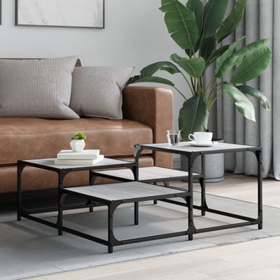 vidaXL - Salontafel - 87,5x87,5x40 - cm - bewerkt - hout - grijs - sonoma - eikenkleur
