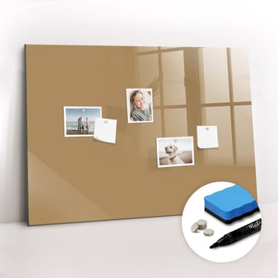 Tulup Whitebord - Kleur Donkerbeige Magneetbord - 100 cm x 70 cm - Magnetisch Bord Kind - Industrieel Wandbord - Magneetbord Rechthoekig - Ideeënbord Thuiswerkplek - Inclusief Gratis Magneten & Marker & Spons - Magnetisch Wandbord - Magnet Board