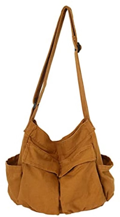 Schoudertas Canvas - Crossbody tas - Dagelijks gebruik - Ruim en georganiseerd - 40 cm hoogte - Bruin