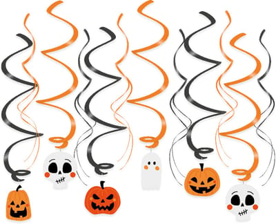 BTH - Swirls - Halloween Decoratie - Halloween - Zwart-Oranje-Wit - Slinger - Swirl - Halloween Versiering - Slingers