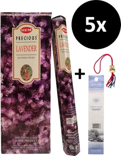 Wierook - Wierookstokjes - 5 Kokers - 100 Stokjes + 5 Mini Stokjes En 1 Gelukspoppetje - Geur Lavendel - Lavender