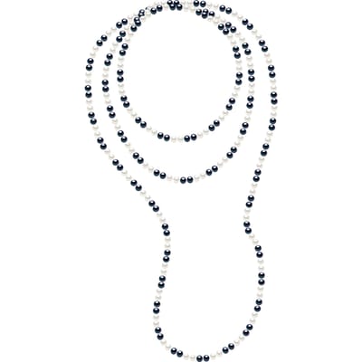 OPERA ketting kralen Freshwater 6-7 mm afwisselend zwart en wit Lengte 160 cm
